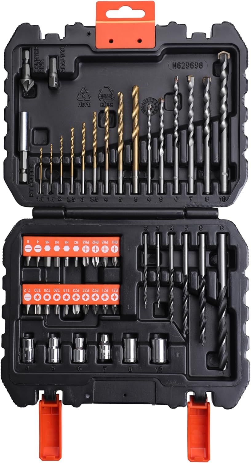 Black + Decker A7188 Drill and Screwdriver Bit Set 50-Piece