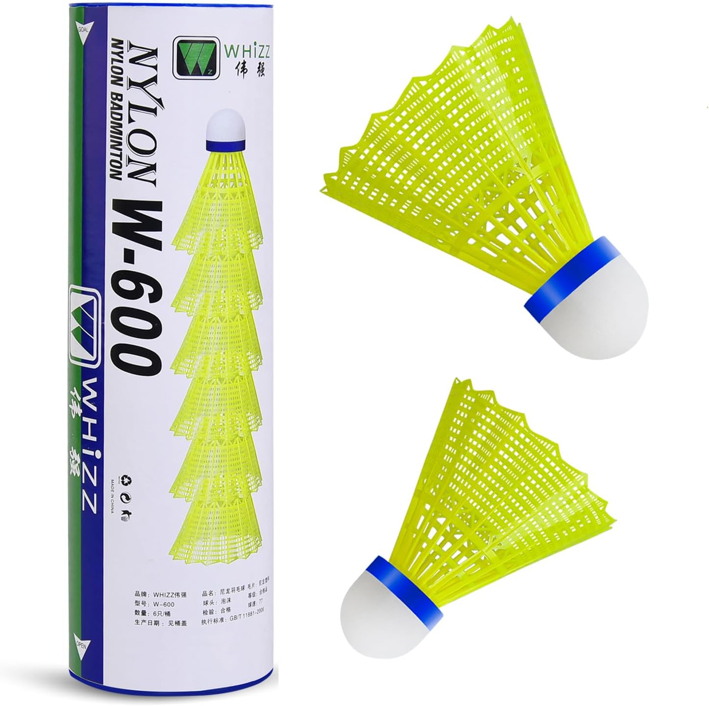 BAIHUALIN WHiZZ Shuttlecocks Badminton Durable Nylon Shuttles for Indoor Outdoor Recreational Game Practice Sports