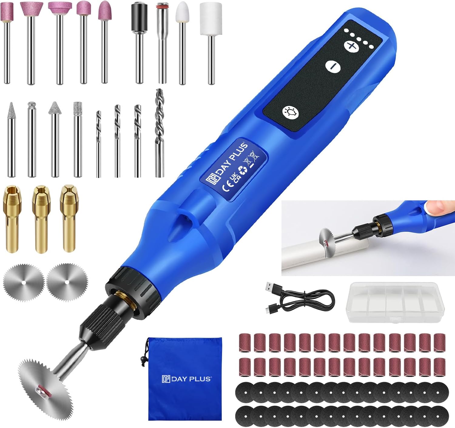 Cordless Rotary Tool Rechargeable with 1.5 Ah Li-ion Battery, 5-Speed 3000-18000 RPM, USB Charging, 80 Accessories, Multi Tool for Sanding, Polishing, Drilling, Etching, Engraving, DIY Crafts