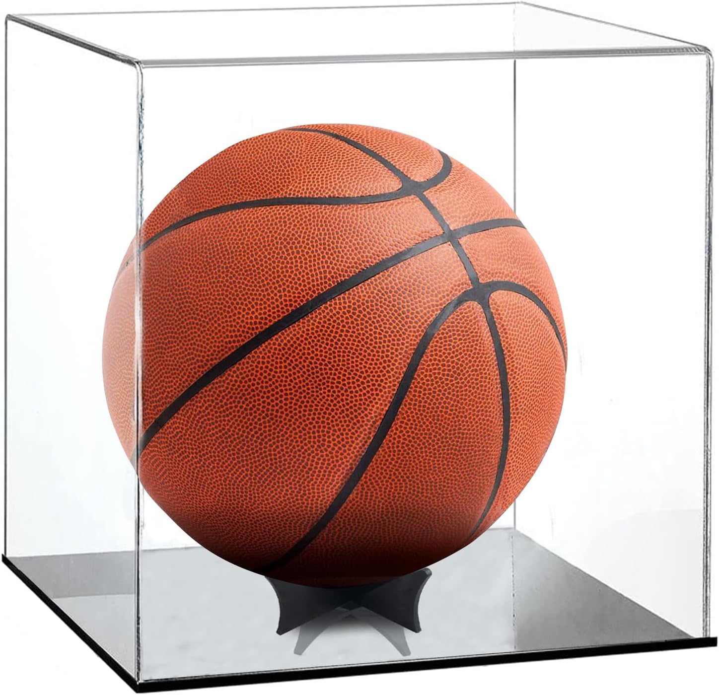 AUSTUFF Basketball Display Case with Ball Holder Football Display Case Acrylic Display Case Helmet Display Case Autograph Ball Storage Collectible Sports Memorabilia