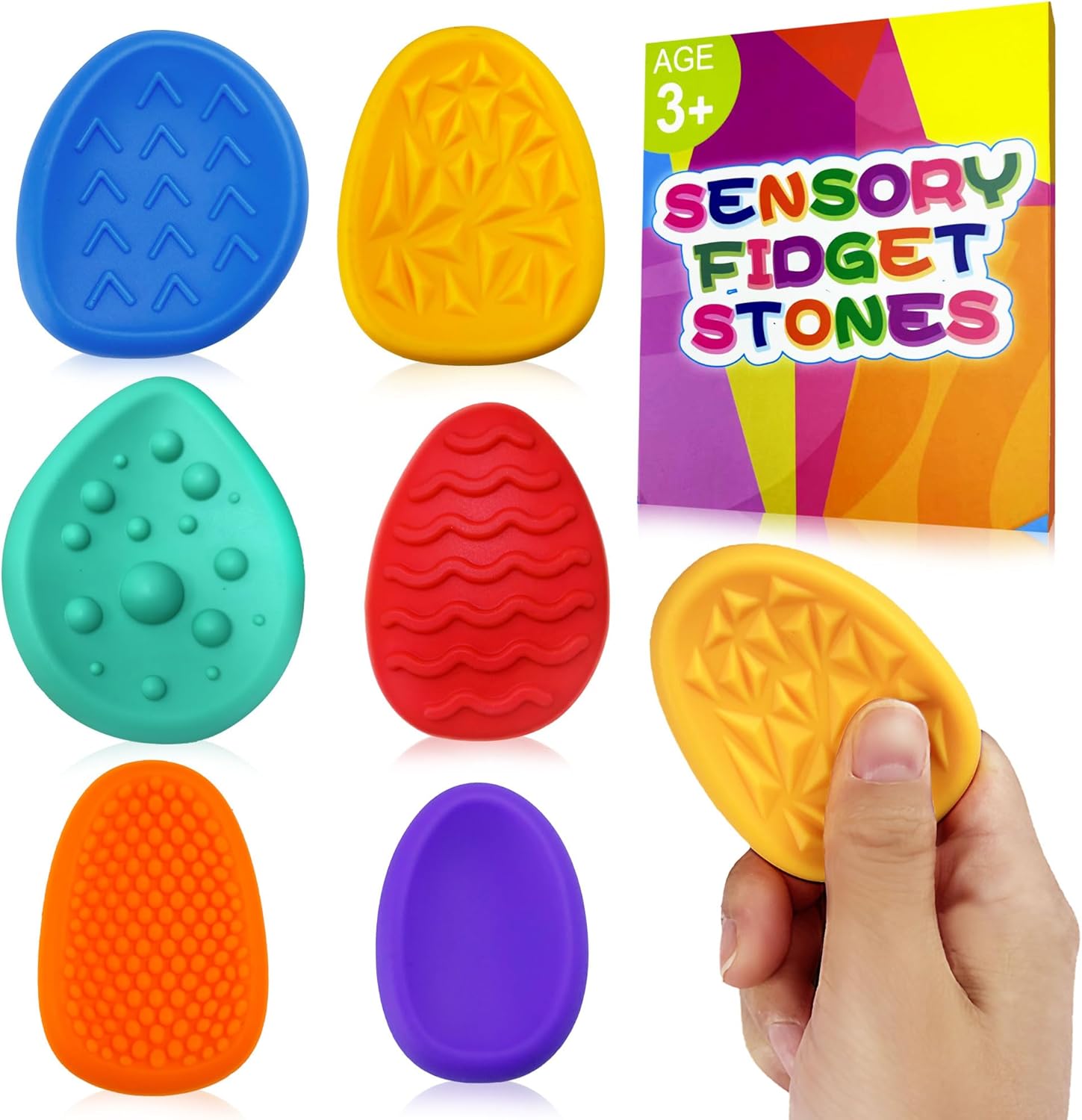 Fidget Classroom Must Have Sensory Toys for Kid Adult 6PC Worry Stone for Autism ADHD School Counselor Special Education Needs Calm Down Quiet Fidget Stress Item Anxiety Relief Classroom Prizes Gift
