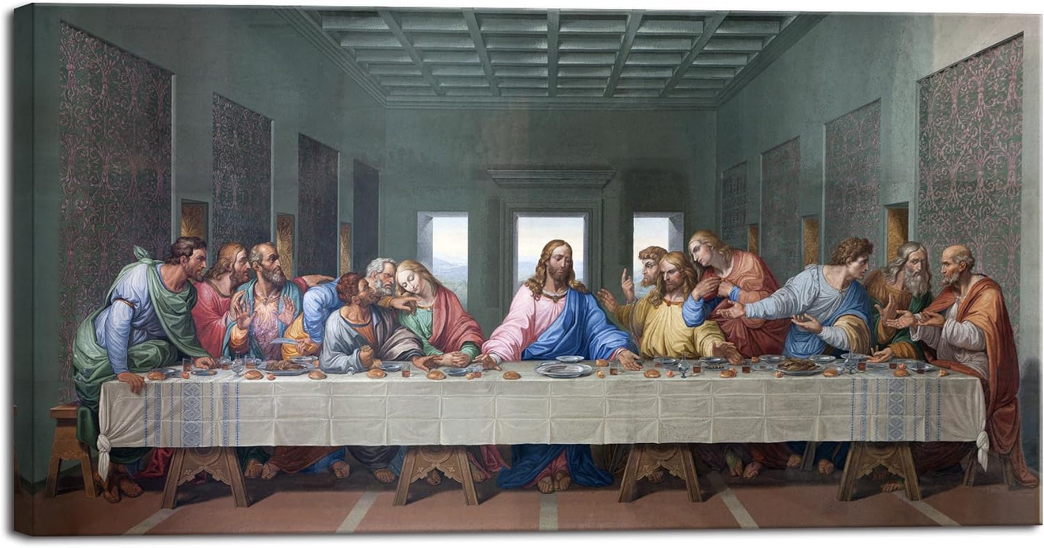 Wieco Art Canvas Wall Art The Last Supper by Leonardo Da Vinci Classic Art Reproductions Jesus Canvas Wall Art for Home Decor