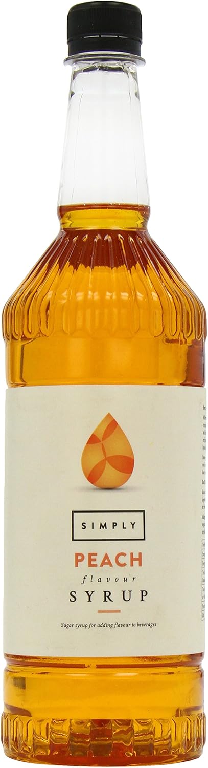 Simply Peach Syrup, Vegan & Nut Free Flavoured Syrup for Coffee, Cocktails & Baking (1 Litre)