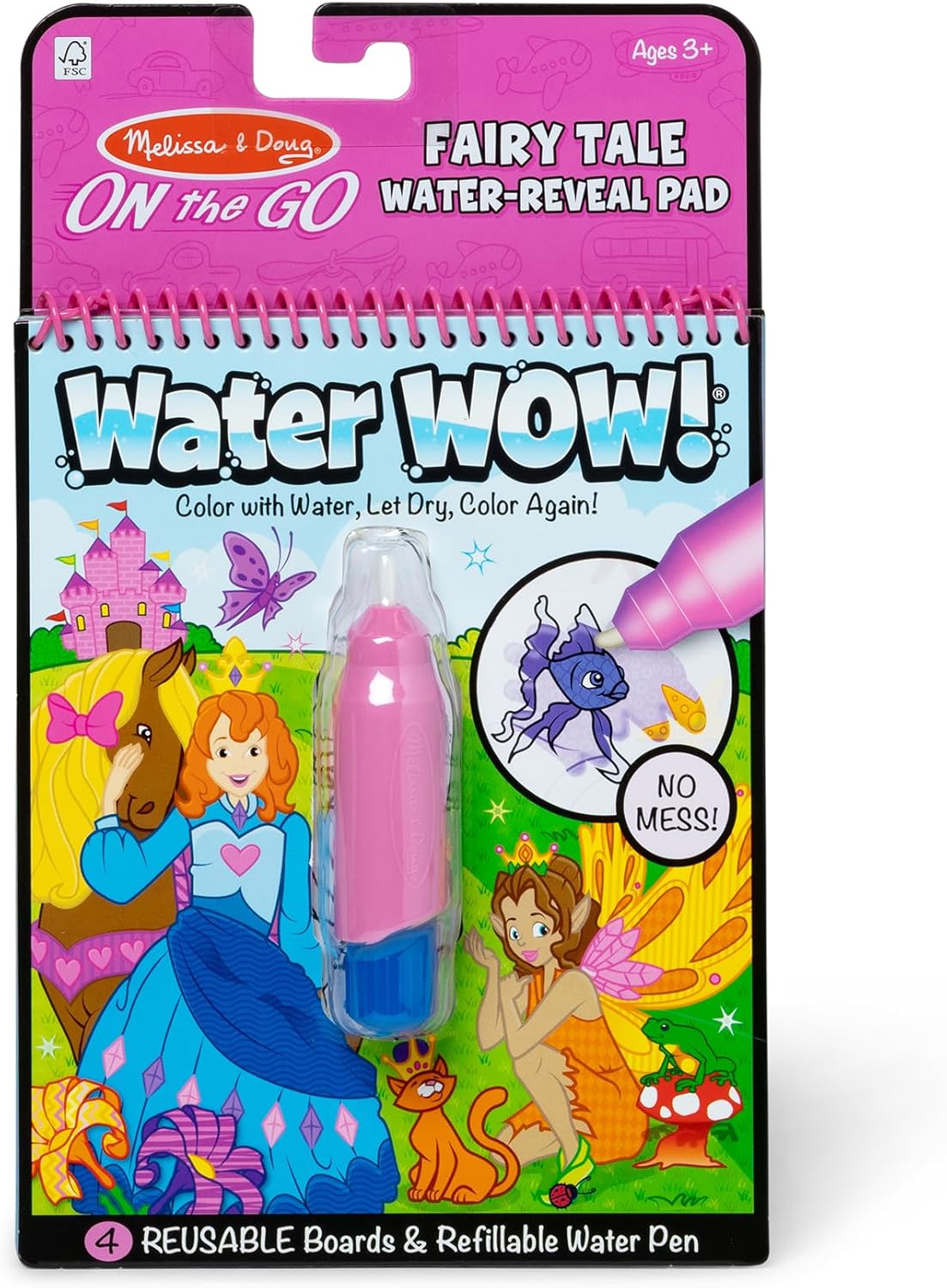Melissa & Doug On The Go Water Wow! Mess Free Coloring Book, Reusable Water-Reveal Activity Pad, Fairy Tale, Travel Toys, Party Favors, for Toddlers & Kids Ages 3+ - FSC Certified