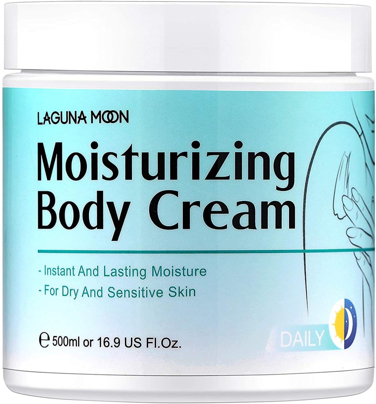 Body Cream for Skin Moisturize, Anti-aging, Instant Moisturize Body Butter with Hyaluronic Acid, Jojoba Oil, Shea Butter, Lagunamoon, 500ml/16.9 oz