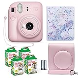 Fujifilm Instax Mini 12 Instant Camera Blossom Pink + Fuji Film Value Pack (40 Sheets) + Shutter Accessories Bundle, Incl. Compatible Carrying Case, Quicksand Beads Photo Album 64 Pockets