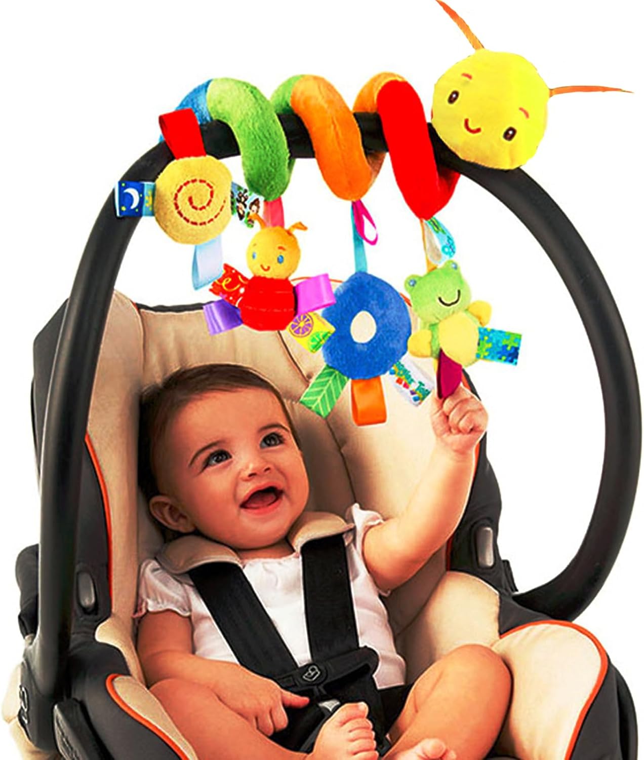 zhongdada Spiral Pram Toys for Babies -Plush Hanging Baby Rattle Sensory Toys for Crib Mobile Bassinet for 0 3 6 9 12 Boys Girls 100g