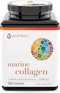Youtheory Marine Collagen - 2,500 mg Hydrolyzed Collagen - Supports Skin* - Fish-Sourced Collagen - with Vitamin C, A, C, E, B6, B12 & More - Highly Digestible and Absorbable - 290 Tablets