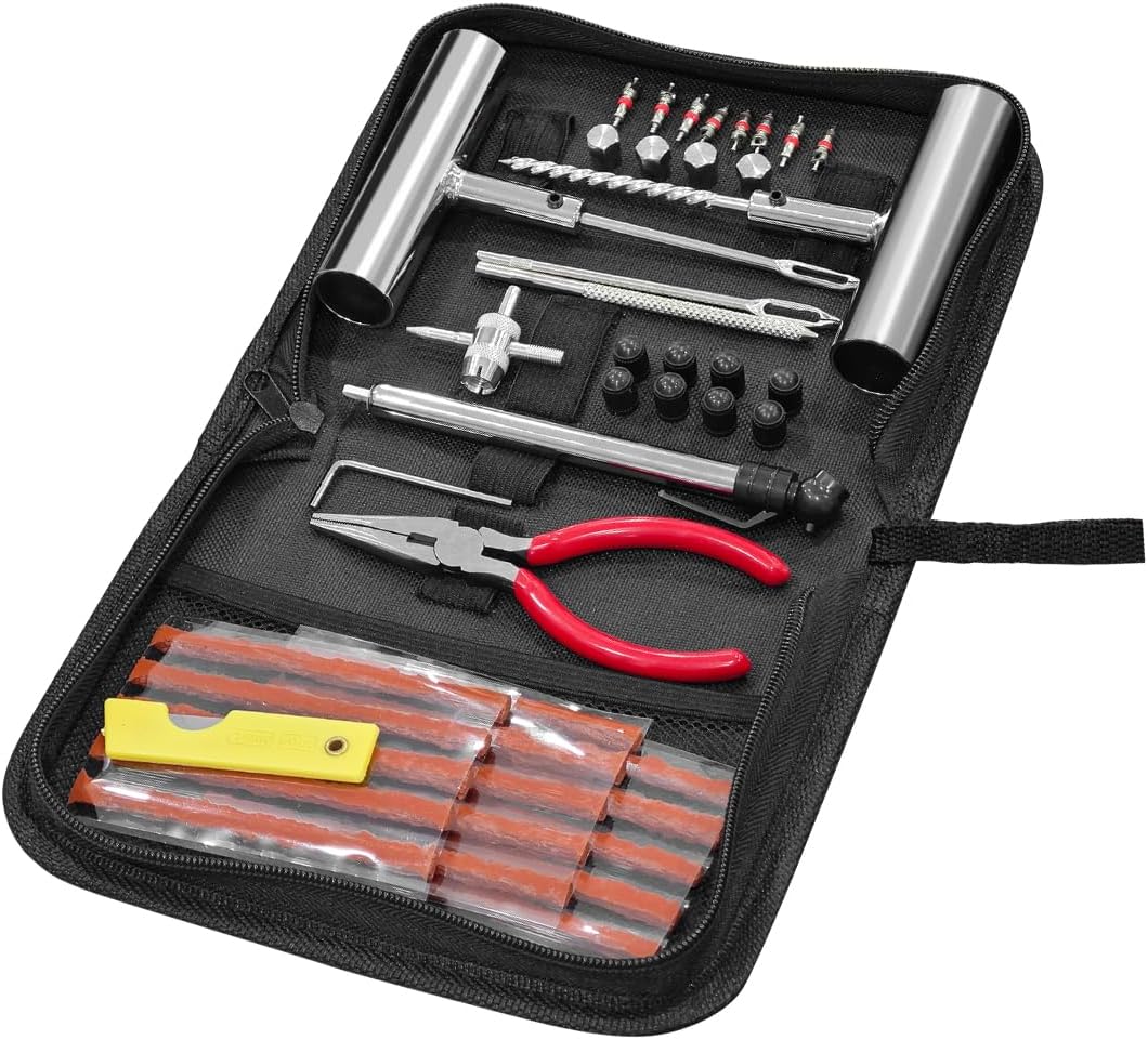 Mandark 45PCS Car Tire Repair Kits, Heavy Duty Auto Tire Plug Repair Tools to Fix Punctures Plug Flats, Vehicle Patch Repairing Set Accessories, Universal for RV, SUV, Truck, Motorcyle