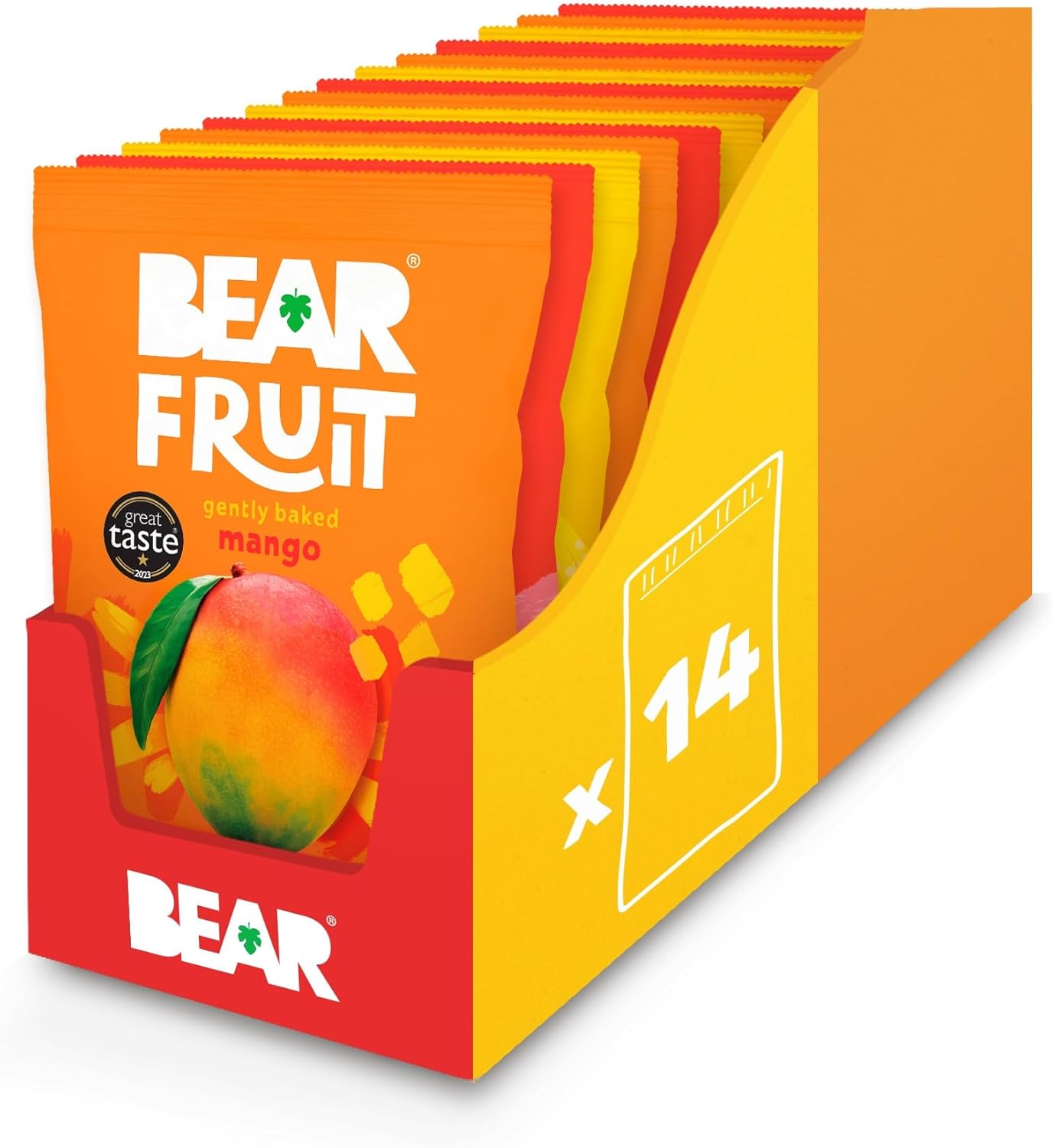 BEAR FRUIT Mango, Pineapple & Strawberry Variety Pack - Tropical Mixed Case - Gently Baked Fruit - Healthy - Vegan - 14 x 35 g