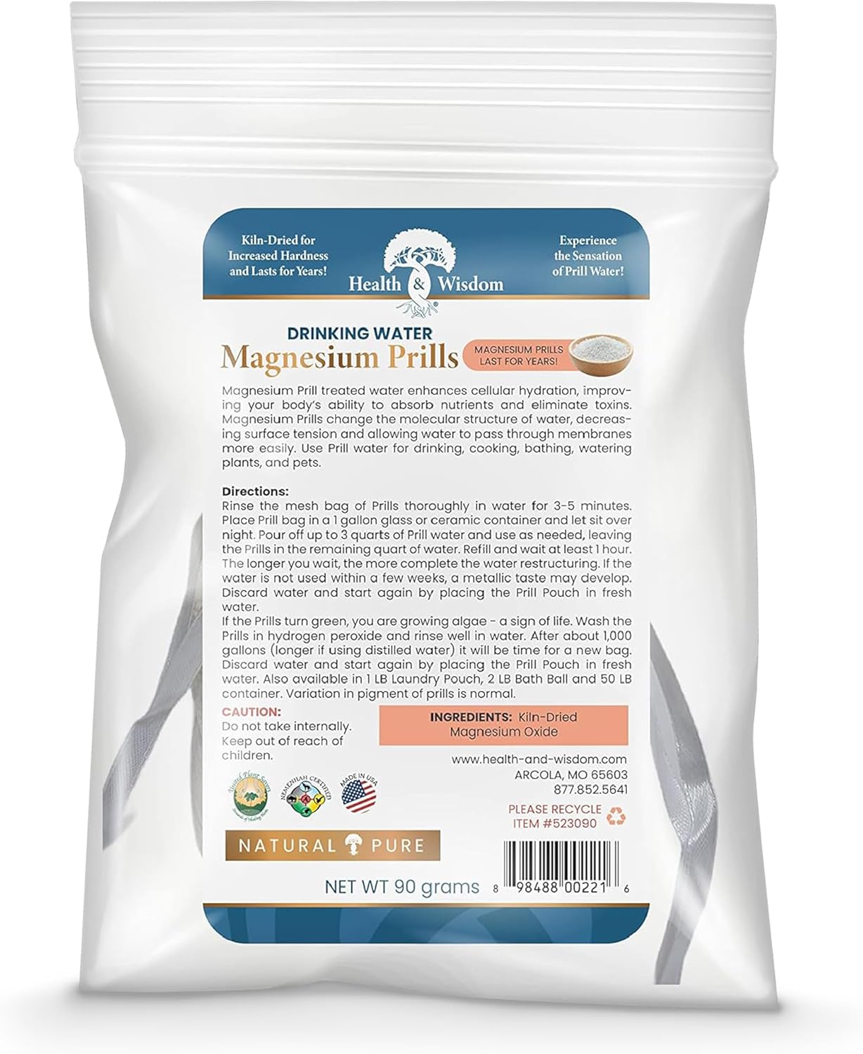 Health and Wisdom Magnesium Prills - Structured Water Devices, Magnesium Laundry Beads, Topical Magnesium, Precious Mineral, Magnesium Water, Deionized Water, Magnesium Soak - 3.18 Ounces
