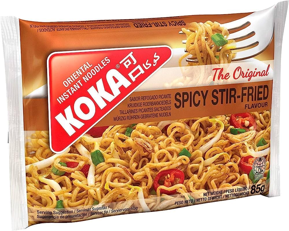 Koka Oriental Style Instant Noodles - Pack of 30 | Stir-Fry Flavour - Quick Snack or Meal Accompaniment - Ready in 2 Minutes - 85g Each