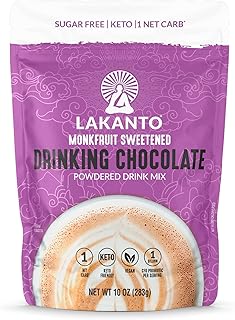 Lakanto Sugar Free Drinking Chocolate - Cold or Hot Cocoa Powder Mix, Shelf Stable Probiotics, Monk Fruit Sweetener, Keto Diet Friendly, Vegan, Dutch Cocoa, Gourmet Taste (Original - 10 oz)