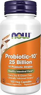NOW Foods Supplements, Probiotic-10™, 25 Billion, with 10 Probiotic Strains, Dairy, Soy and Gluten Free, Strain Verified, 100 Veg Capsules