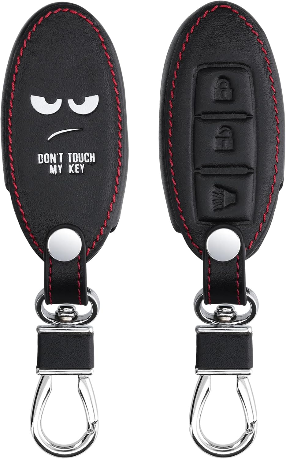 kwmobile Key Cover Compatible with Nissan 3 Button Car Key - Faux Leather Car Key Fob Protector - White/Black