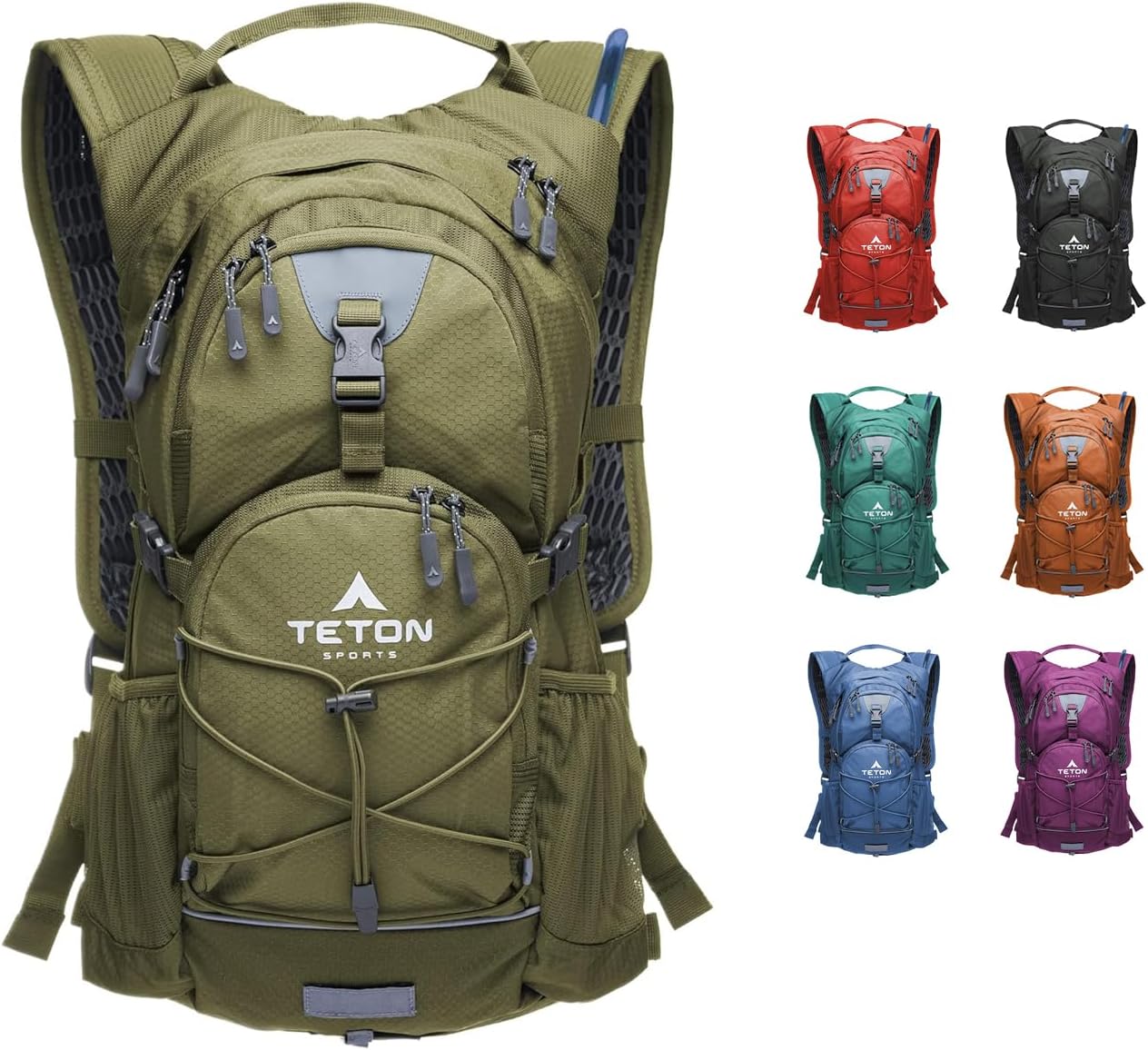 Teton Oasis Hydration Backpack – Lightweight Water Pack with Bladder for Hiking, Running, Cycling, Biking – 18L/22L Sizes – Sewn-in Rain Cover – Fits Men and Women
