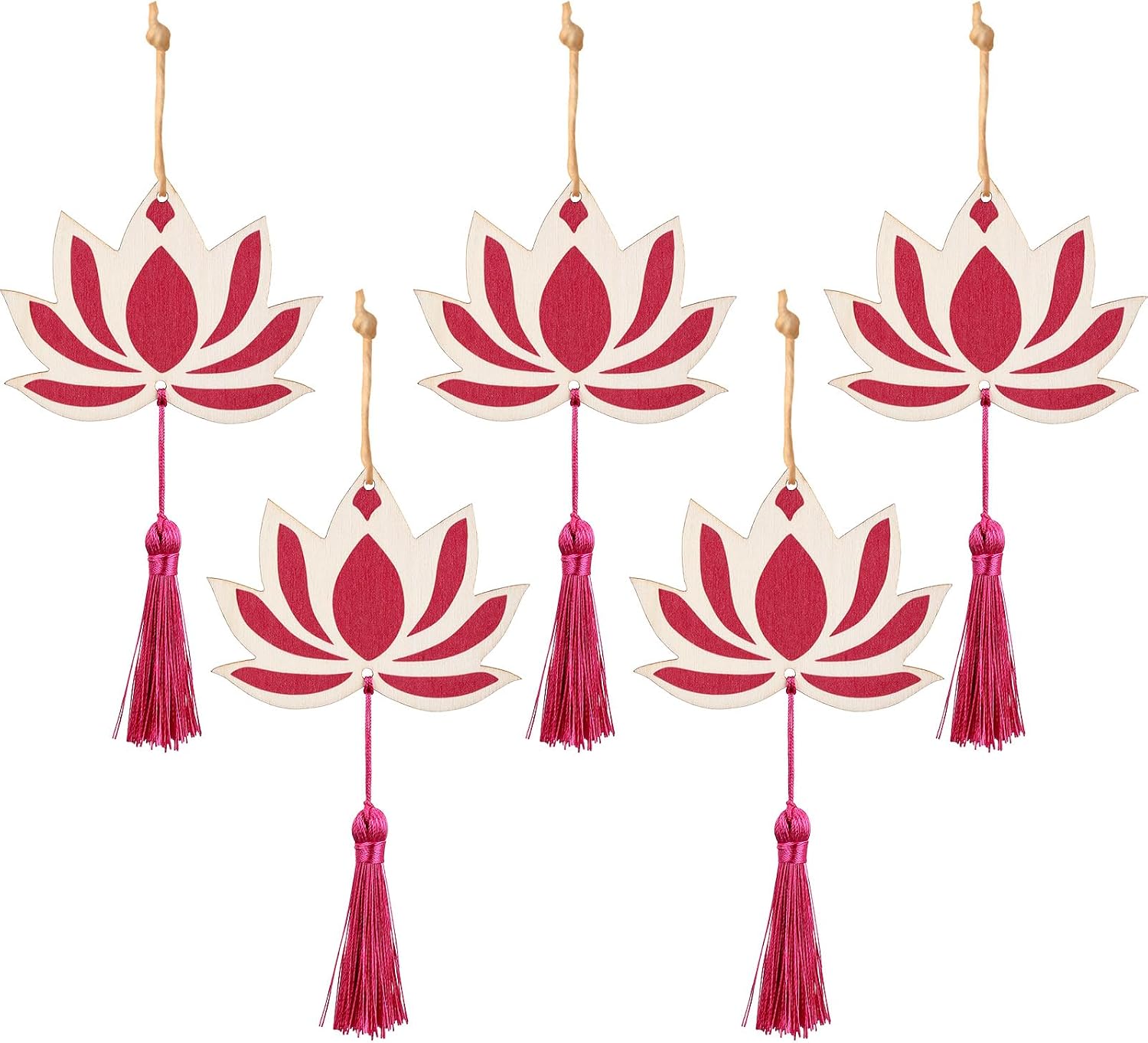 Chunful 5 Sets Lotus Hangings for Diwali Indian Decoration for Home Floral Wall Hangings for Temple Decor Pooja Room Decoration Back Dropper Showpiece for Shivratri Navratri Indian Wedding