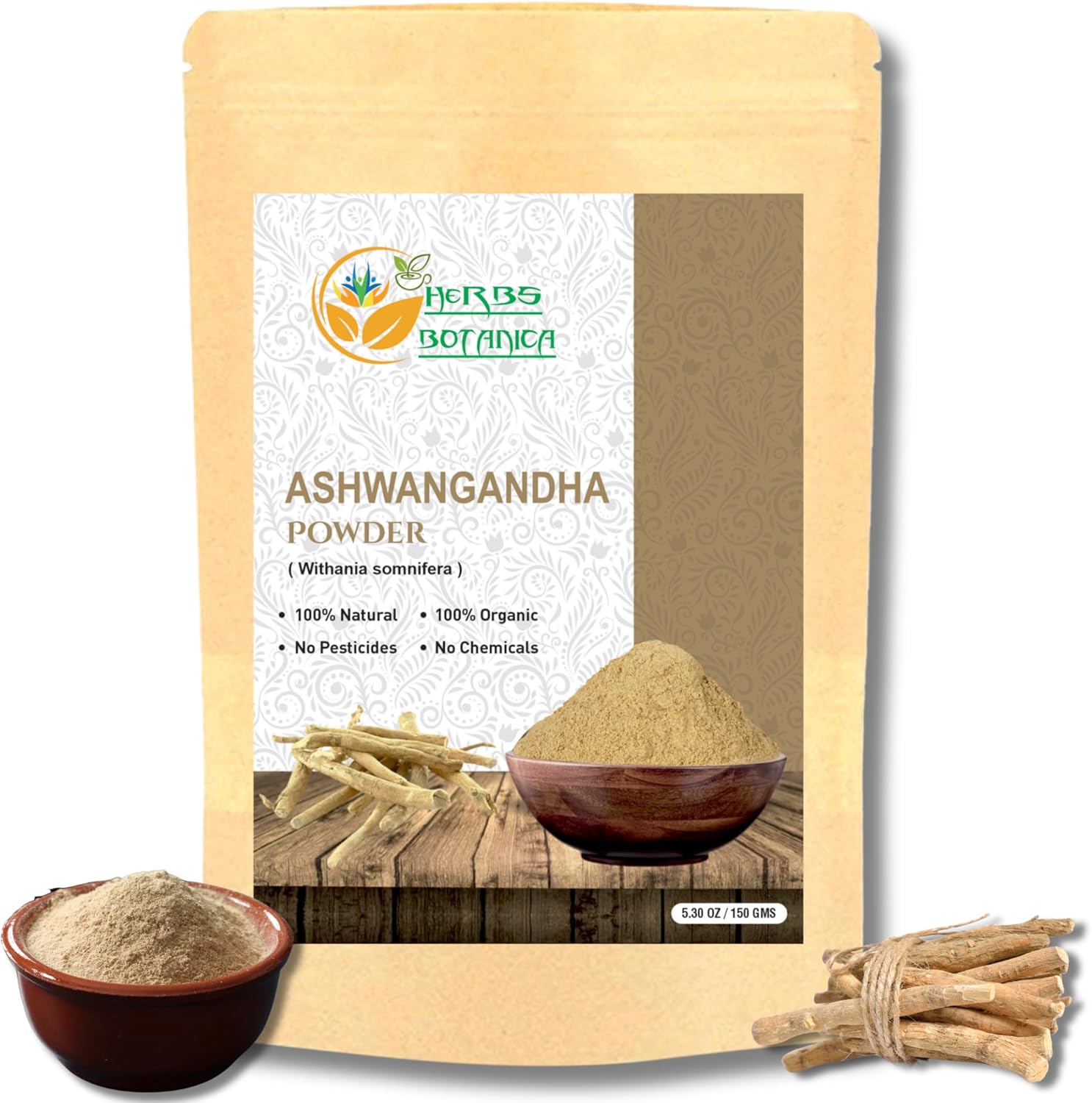 Ashwagandha Root Powder Withania Somnifera Powder Ashwaganda Ayurvedic Herbal Supplement Support and Strength 5.3 oz