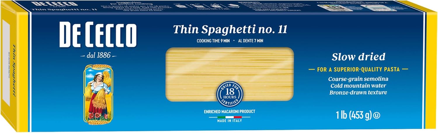 De Cecco Thin Spaghetti, Number 11, 16 oz - Pack of 5