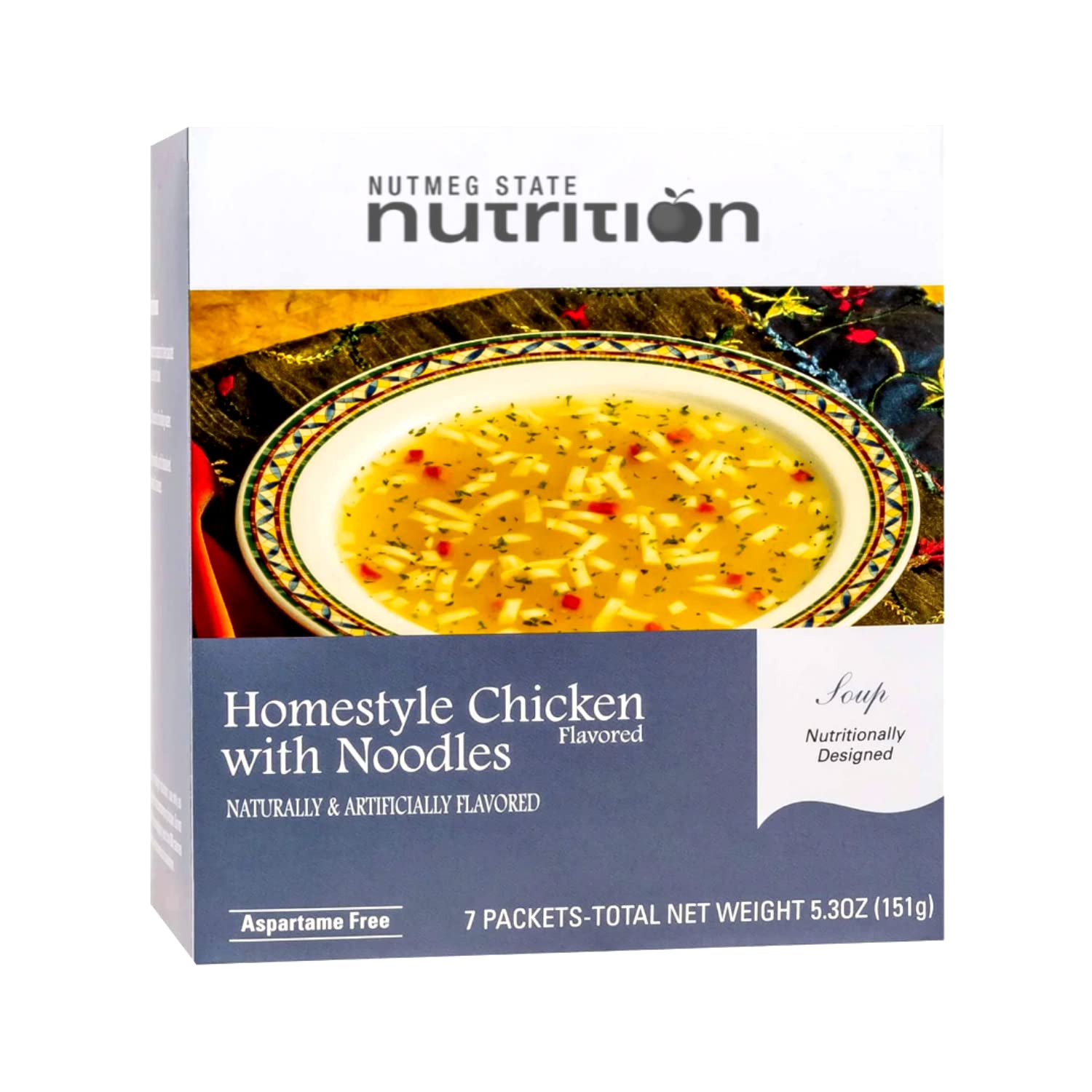 Nutmeg State Nutrition – High Protein Instant Soup Mix, Low Calorie, Low Fat, Low Carb, Ideal Protein Compatible, Aspartame Free, 7 Servings Per Box (Homestyle Chicken Noodle)