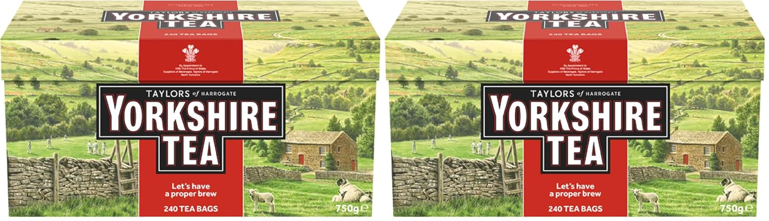 Yorkshire Tea,Red,Black Tea,Pillow-Tea Bags,Refreshing,Satisfying,and Strong,Classic British Breakfast Blend,Caffeinated,Enjoy Hot or Iced,240 Count (Pack of 2)