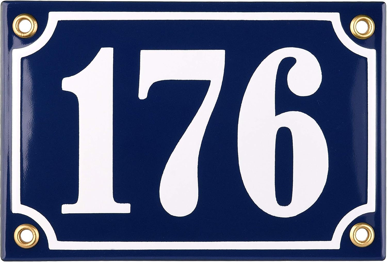 Personalized House Number Plaque - 10x15 cm (4" x 6") - Waterproof Door Numbers - Enamel Garden Wall Sign - Blue