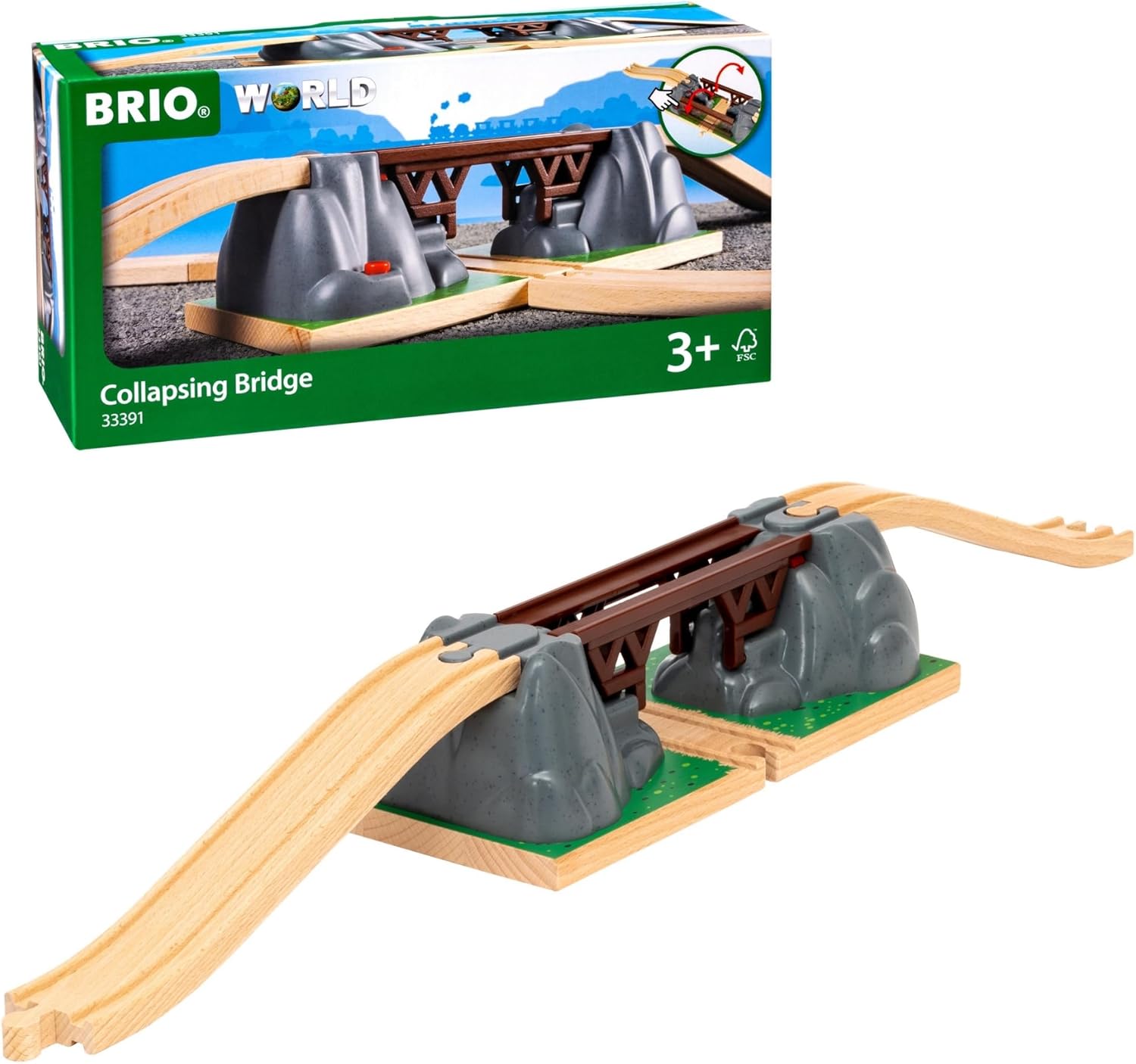 BRIO World Collapsing Bridge for Kids Age 3 Years Up - Compatible With All BRIO Railway Train Sets and Accessories