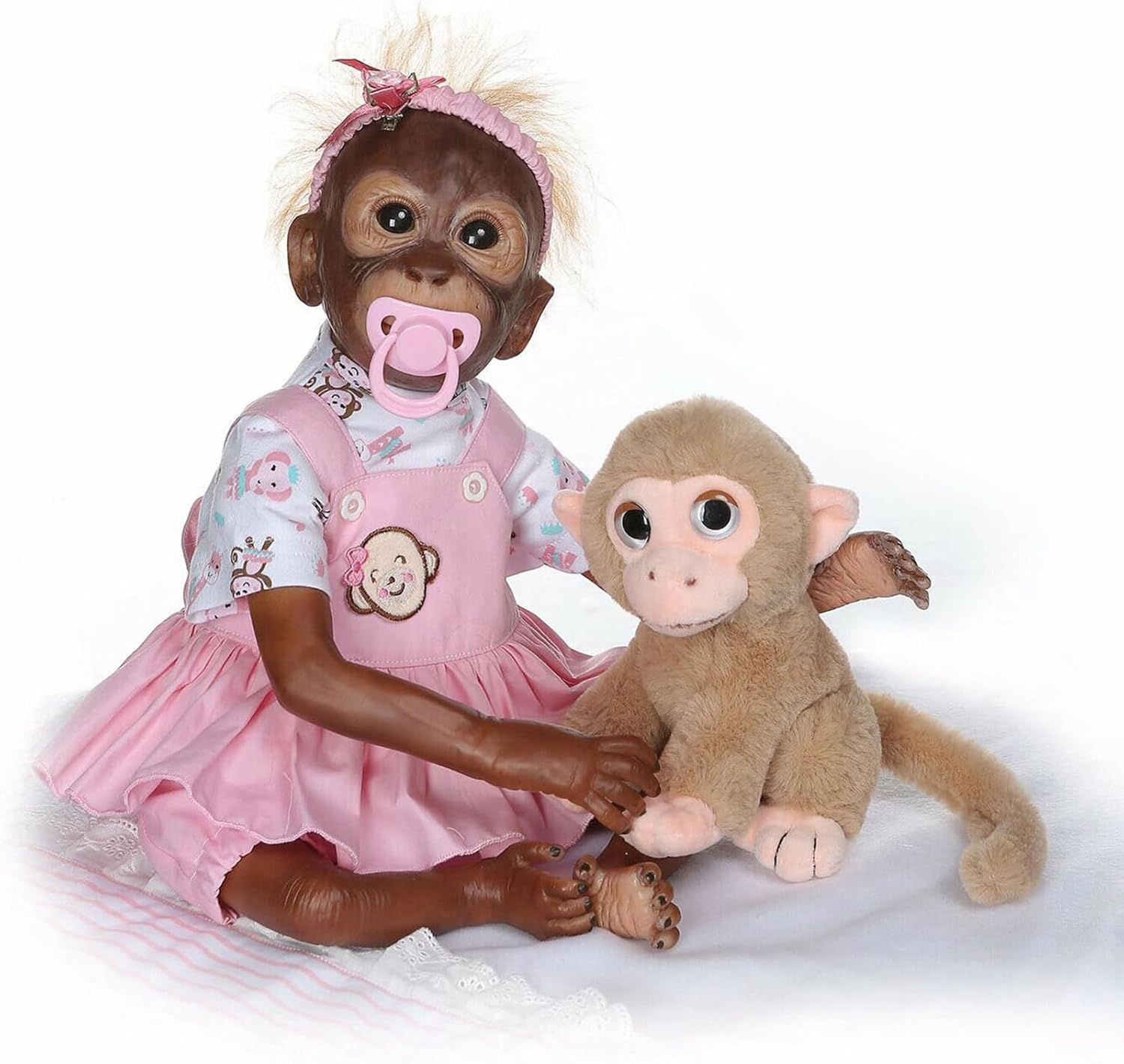 LKBOBIR 21 inch 52 cm Reborn Monkey Dolls Soft Silicone Vinyl - Reborn Baby Dolls Realistic Boys & Girls Toy Gifts Reborn Baby Dolls Girls Monkey Suitable For 3 Years +