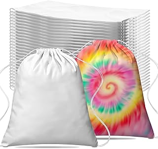 25 Pcs Tie Dye Cotton Drawstring Bags, Draw String Backpack Items To Tie Dye, White Bags Stuff To Tye Dye, Things To Tie Dye Kit Blanks, Gift Pouches For Diy Birthday Party Favors Gym