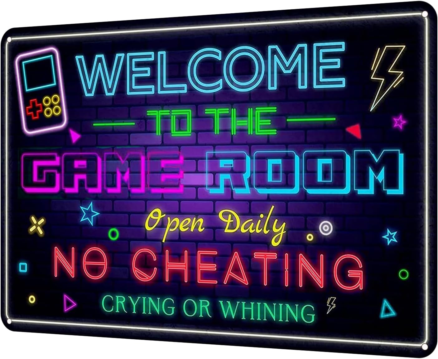 Artinhand Welcome to the Game Room Metal Tin Sign – Cool Neon Gaming Decor for Boys & Teens, Gamer Room Accessories for Bedroom, Game Night Wall Decor Gift for Gamers, 12 x 8 Inch (2507)