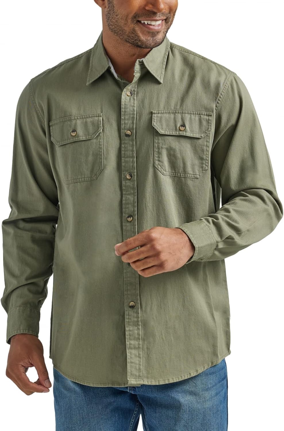 Wrangler Authentics Men's Long Sleeve Classic Woven Shirt Button