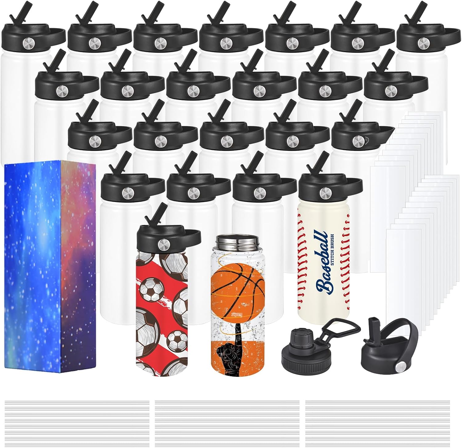 ColorSub Sublimation Tumblers 20 oz, Double Wall Insulated Stainless Steel Sublimation Cups Blanks with Straw Lid and Spout Lid 24 Pack