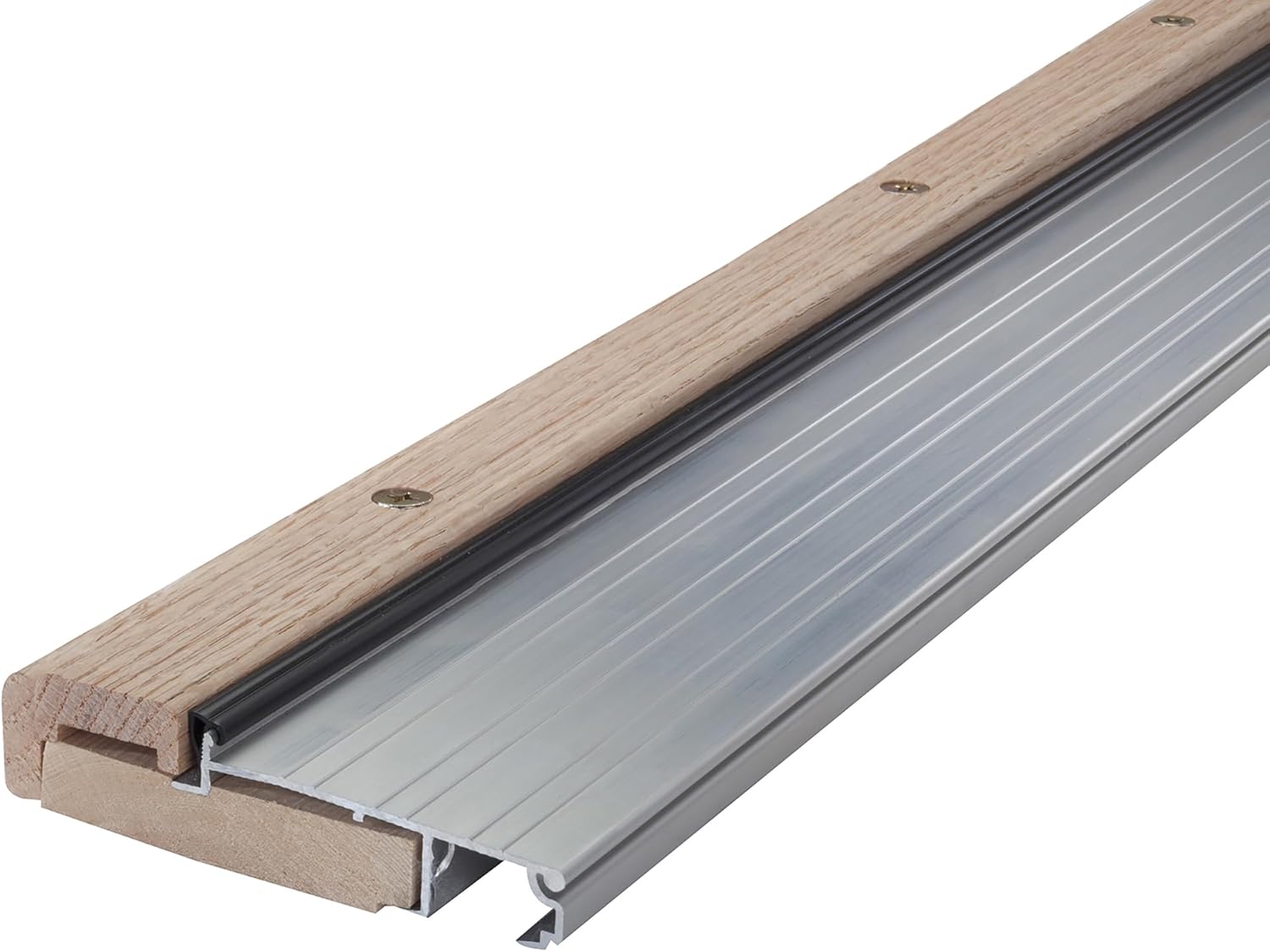 M-D Building Products 76281 4-9/16 in. x 1-1/8 in. x 73 in. Silver Adjustable Aluminum & Hardwood Threshold