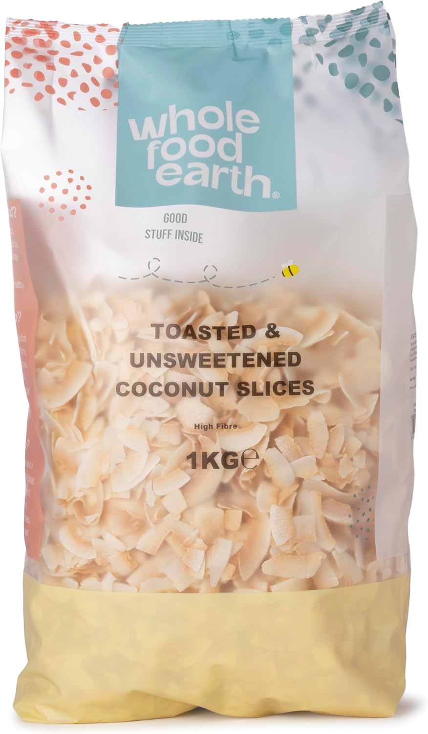 Wholefood Earth Toasted and Unsweetened Coconut Slices 1 kg | GMO Free | Natural | High Fibre