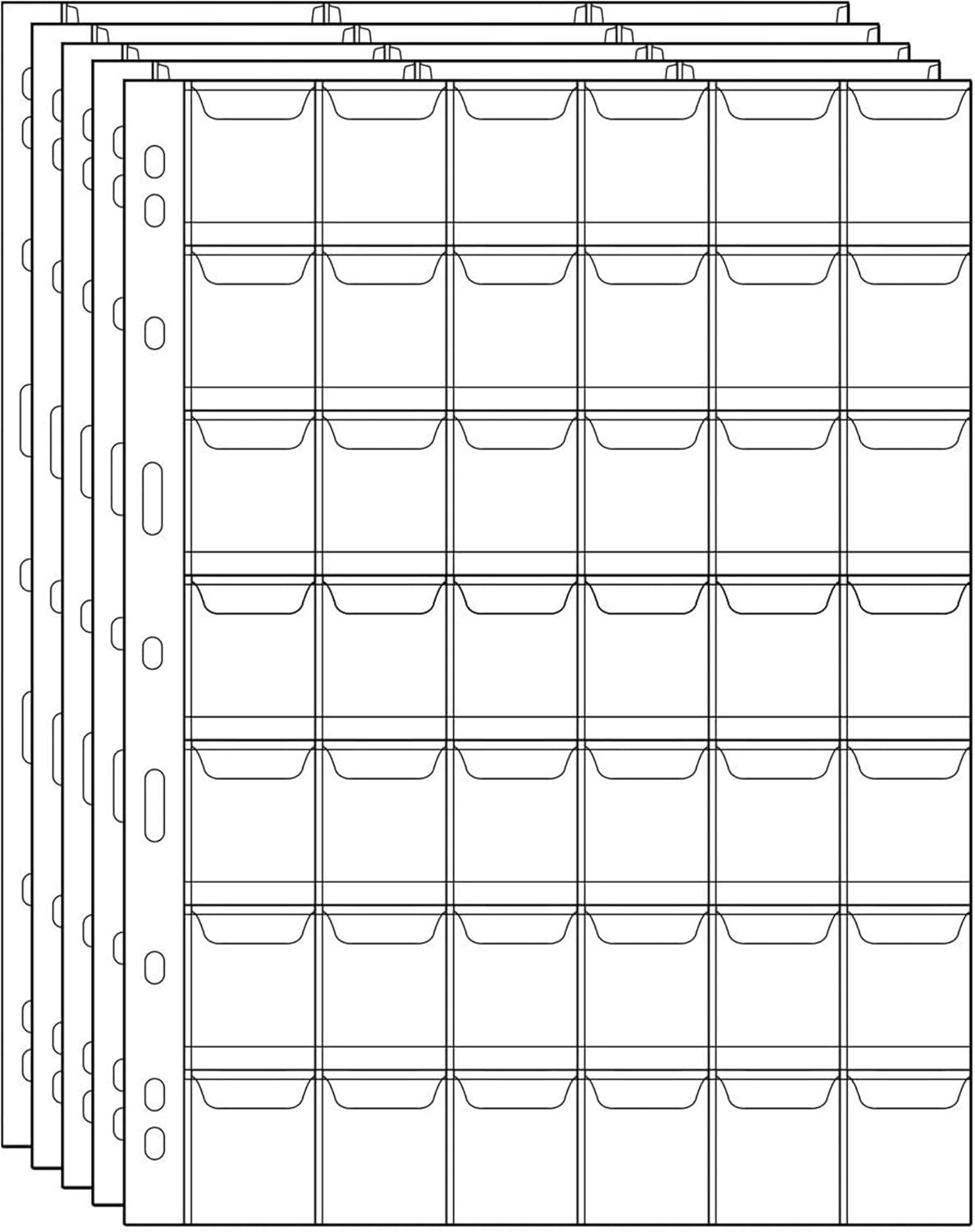 Uncle Paul Coin Collecting Pages 5 Sheets 42 Pockets Standard 9Hole Coin Pocket Inserts Collecting Sleeves for Coins CS03542