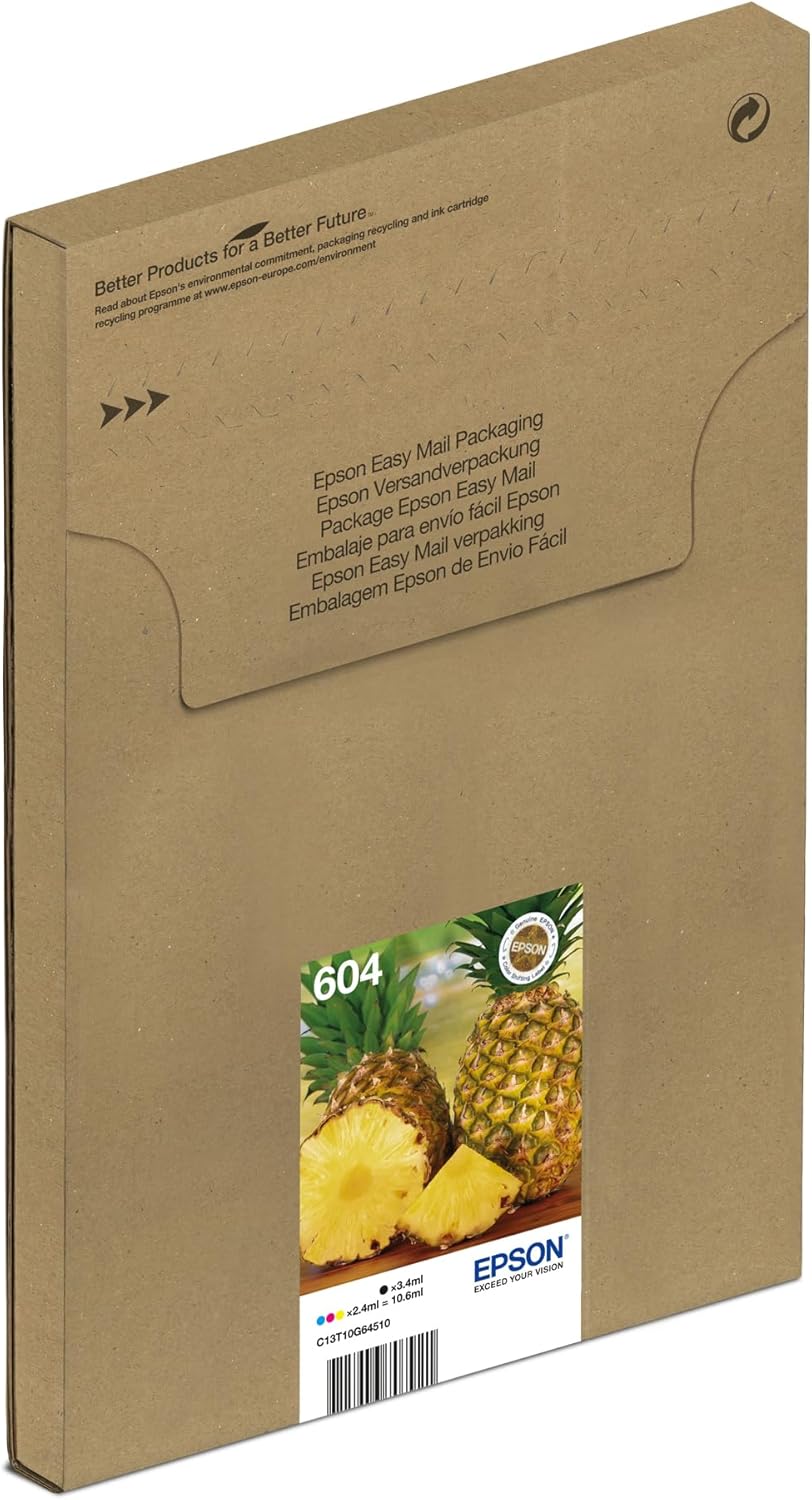 Epson 604 Pineapple, Genuine Multipack, Eco-Friendly Packaging, 4-Colours Ink Cartridges