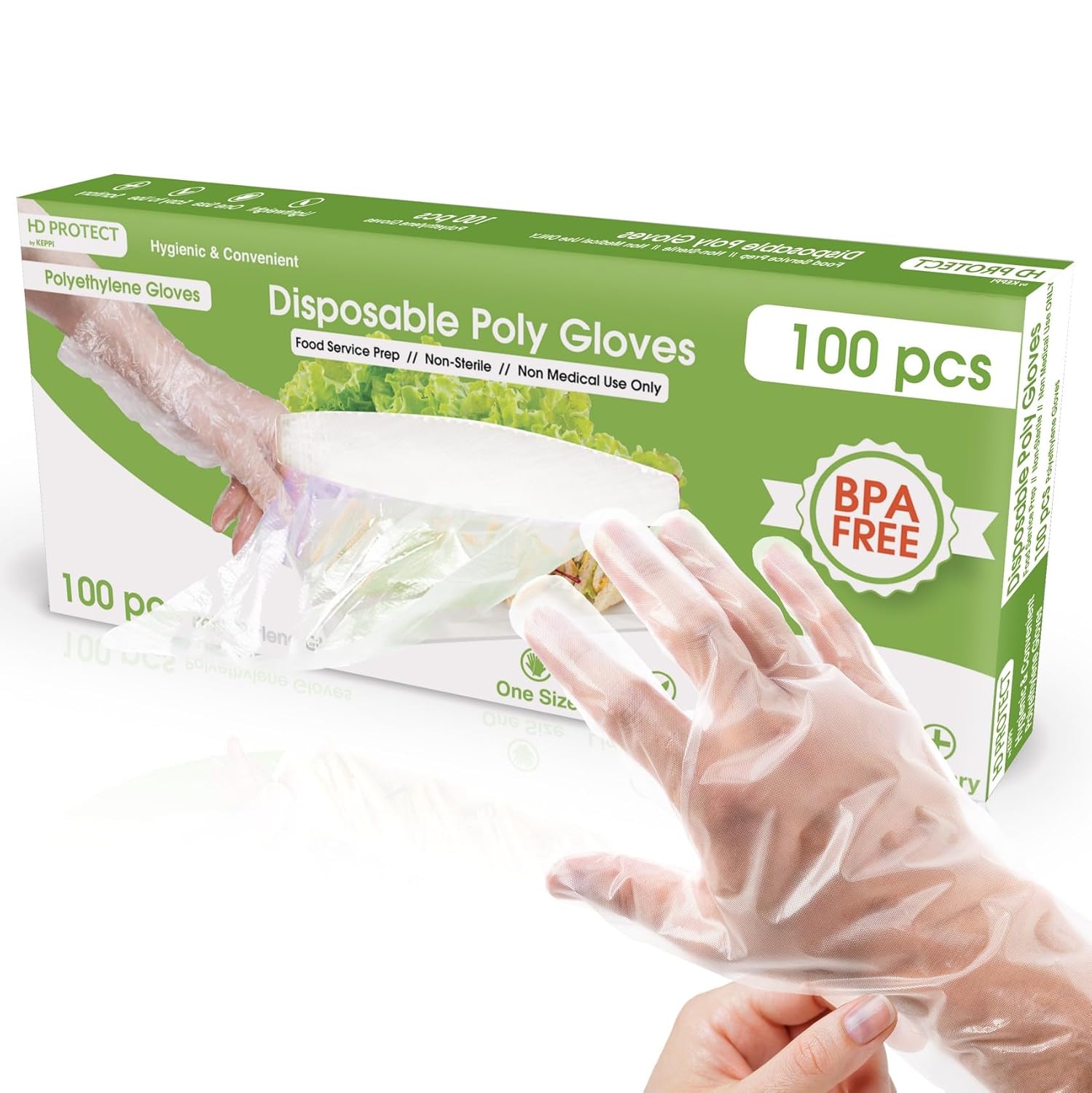 100Pack Plastic Gloves - Best Value Food Prep Gloves Bulk Disposable Gloves Transparent Plastic Gloves Disposable for Food Service, Cleaning, Food Handling, Shared Spaces One Size Fits Most