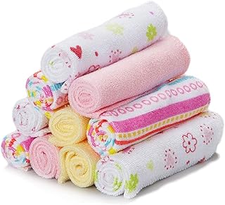 Spasilk Washcloths for Newborn Boys and Girls, Soft Terry Baby Washcloths, Baby Essentials, Ideal, Pink Lines, Pack of 10