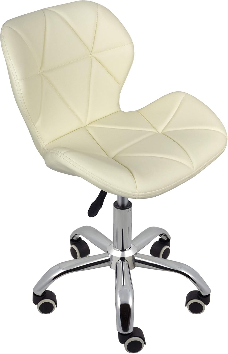 Charles Jacobs Home Office Swivel Computer Desk Chair with a Height Adjustable Chrome base and Wheels - Milky White PU