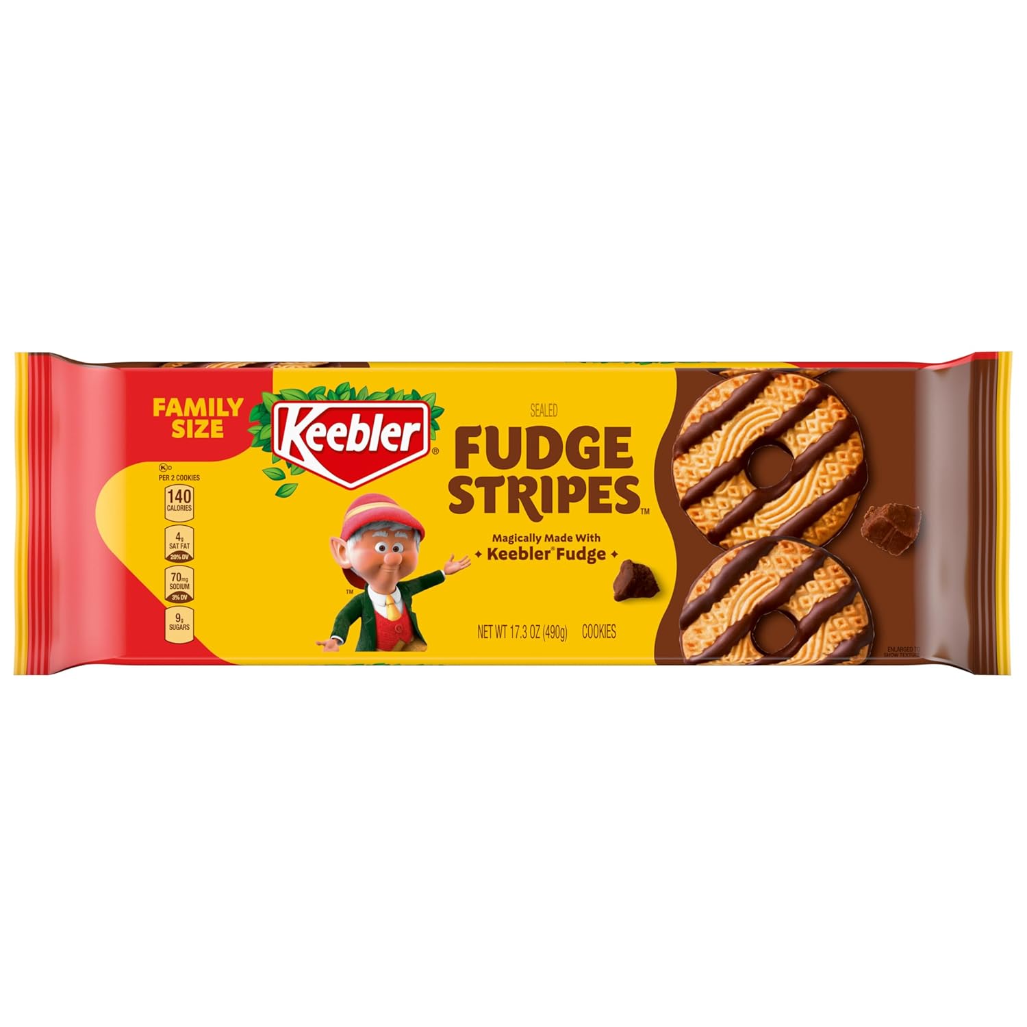 Keebler Fudge Stripes Original Cookies Family Size, 17.3 Oz. (Pack of 1)