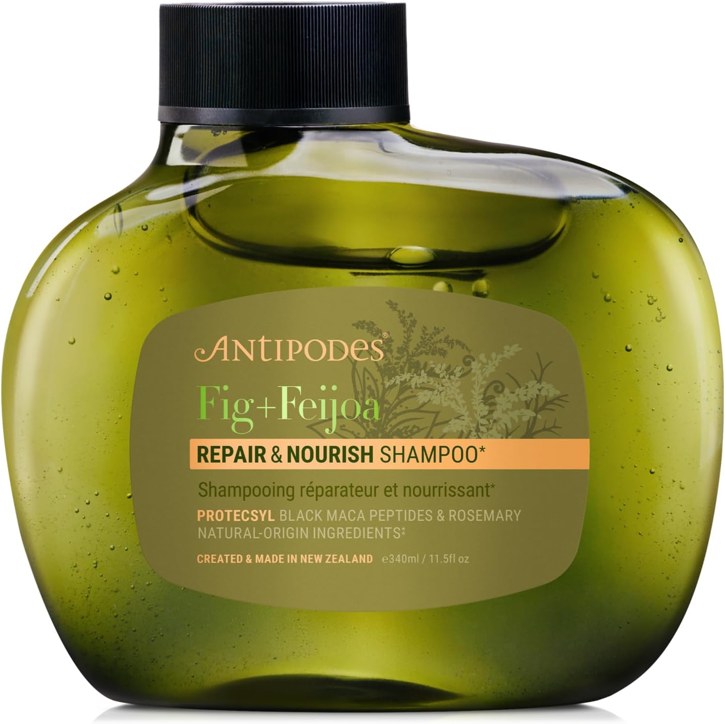 Antipodes Fig & Feijoa Repair & Nourish Shampoo | Natural Silicone-Free Shampoo with PROTECSYL Peptides, Avocado Oil & Harakeke Flax | For Dry, Damaged or Colour-Treated Hair | 340ml