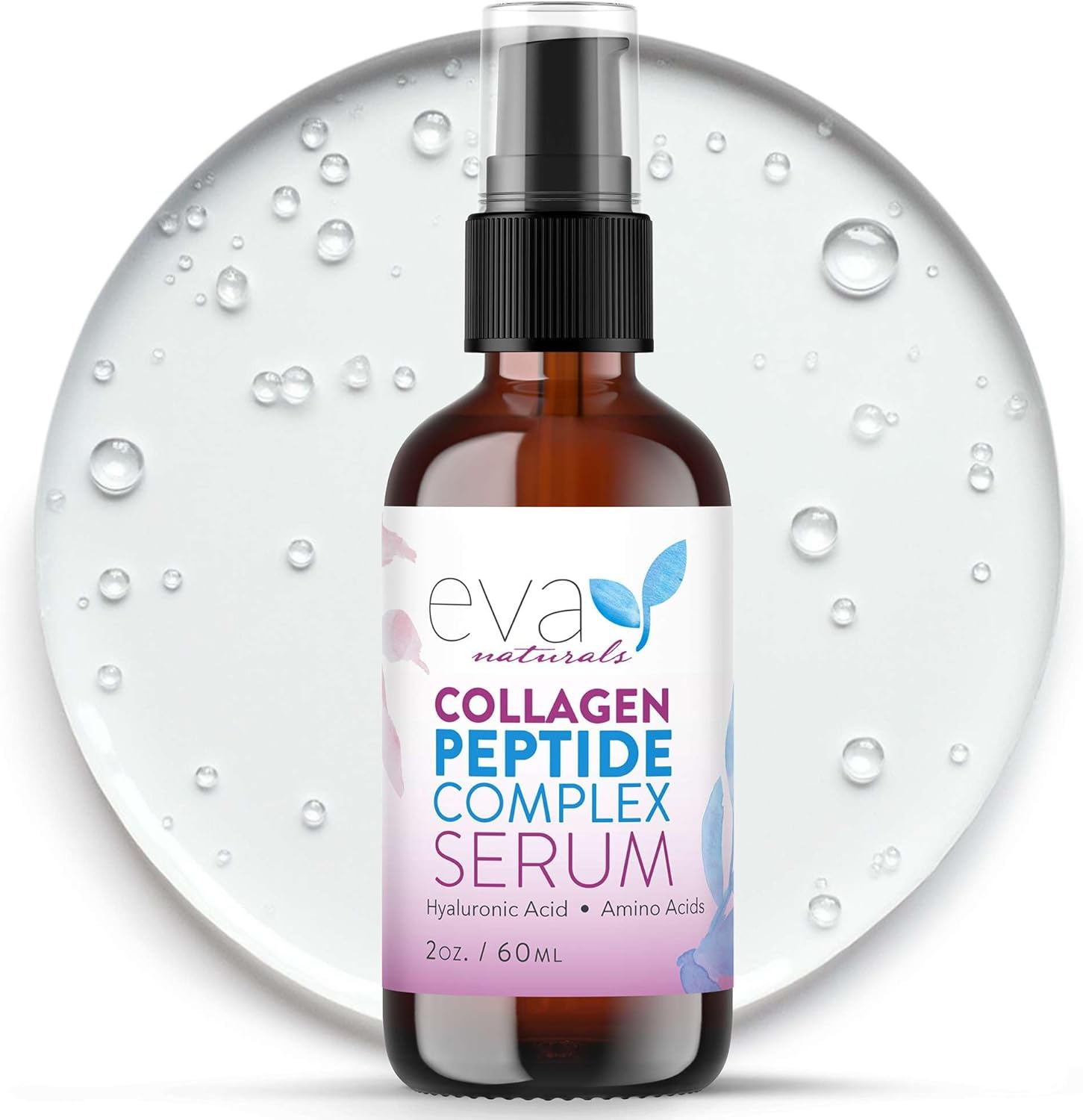 Collagen Peptide Complex Serum by Eva Naturals (60ml) - Best Anti-Aging Face Serum Reduces Wrinkles and Boosts Collagen - Heals and Repairs Skin while Improving Tone and Texture