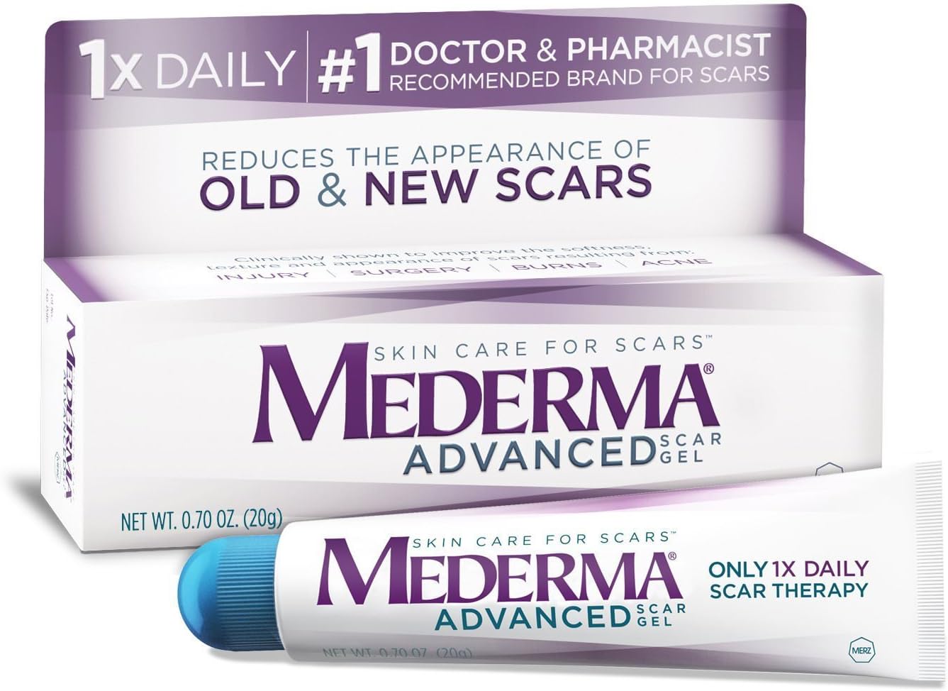 Mederma OzmQMG Advanced Scar Gel Reduces the Appearance of Old & New Scars, 0.7 oz (2 Pack)