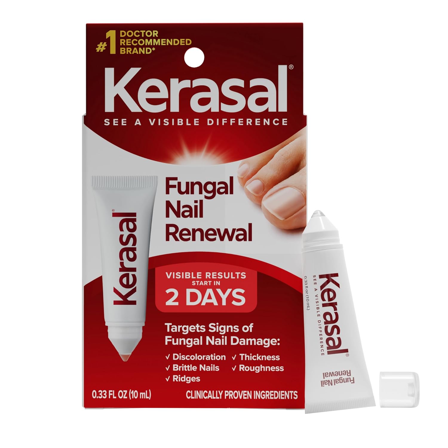 Kerasal Nail Renewal, Restorative Nail Repair for Damaged Nails, 0.33 oz | Restorative nail repair with Urea helps improve the appearance of damaged, discolored nails with quick visible results.