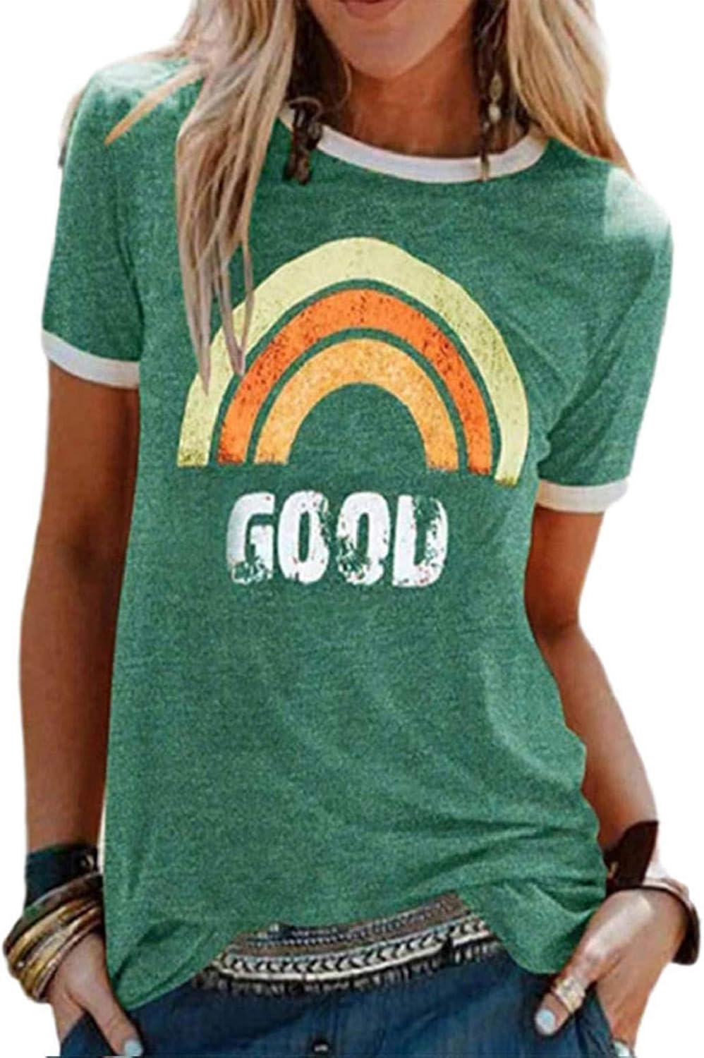 heekpek Women T-Shirt Tops for Women Sunshine Letter Printed Tops Fashion Tops Ladies Blouse T-Shirt Casual Loose Short Sleeve Shirt Summer Tops