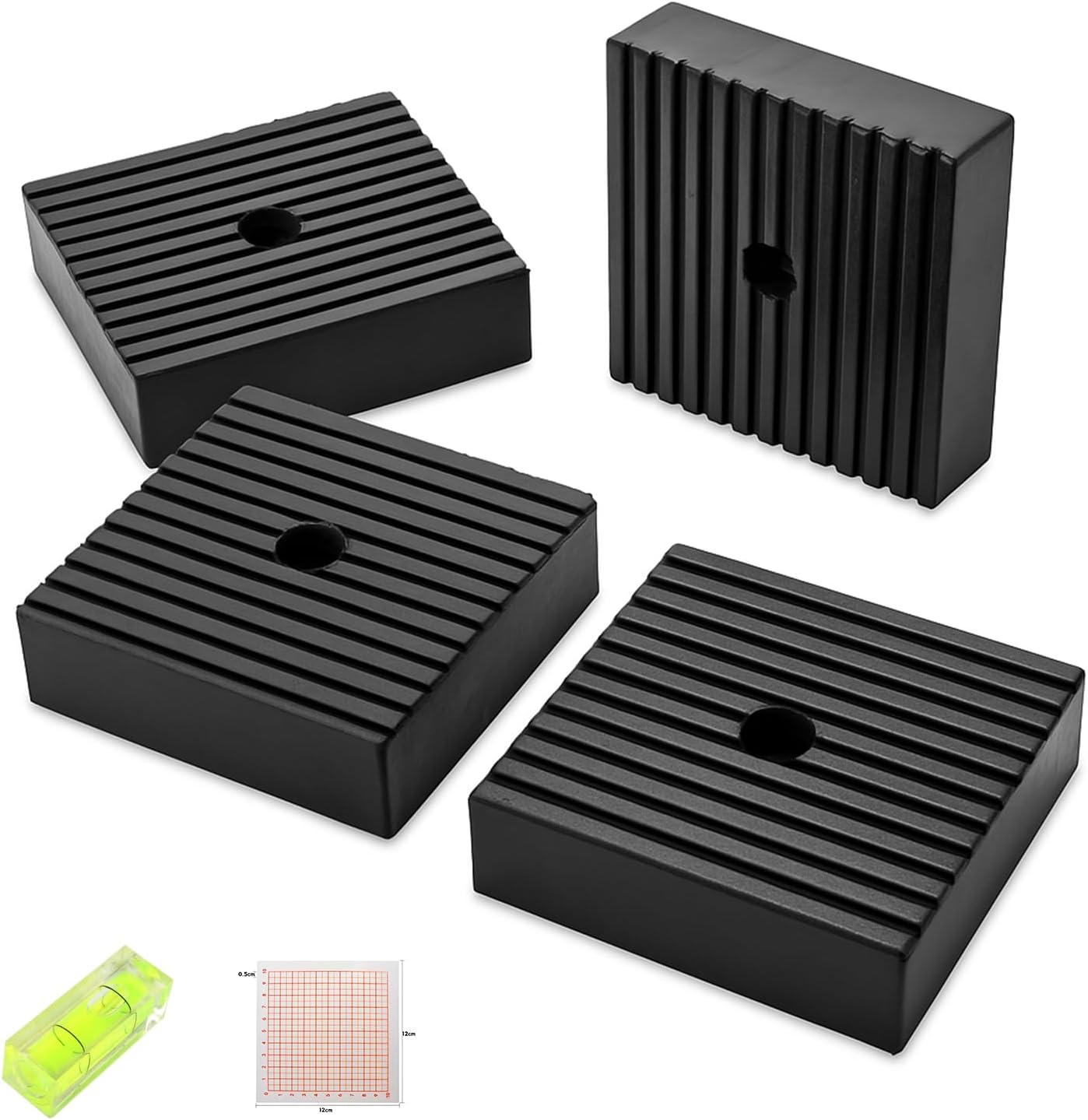 4 Pack Heavy-Duty Anti-Vibration Pads – Solid Rubber 4"x4"x1" | Noise Dampening, Slip-Resistant Pads for Air Compressor, Generator, Washer, Dryer, HVAC Equipment