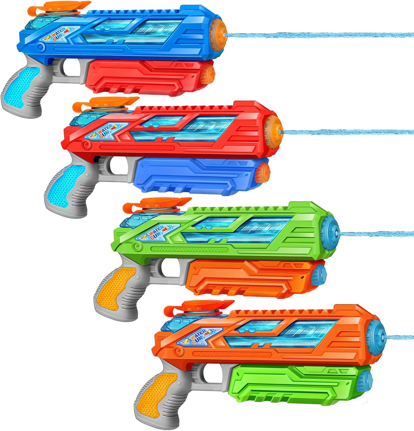 RONSTONE Water Guns for Kids, Small Water Pistol Squirt Guns Water Blaster Toys for 3 Years Old and up Boys Girls Adults, High-Pressure Summer Outdoor Pool Beach Fun, 4-Pack Pump Action Water Gun
