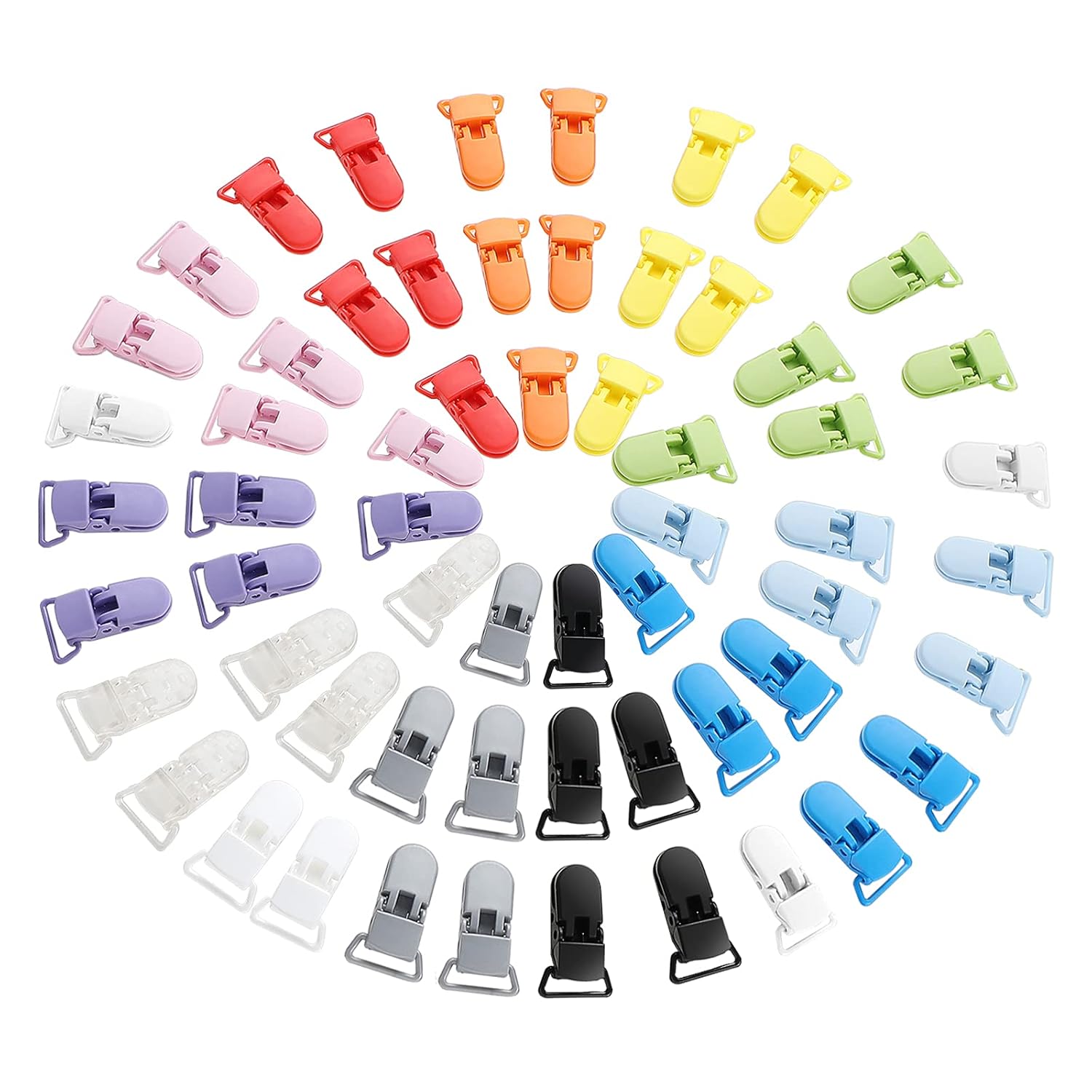 60 Pieces Pacifier Clips Holders Plastic Suspender Clips for Pacifiers for DIY Teething Toys Baby Blankets Bib,12 Colors
