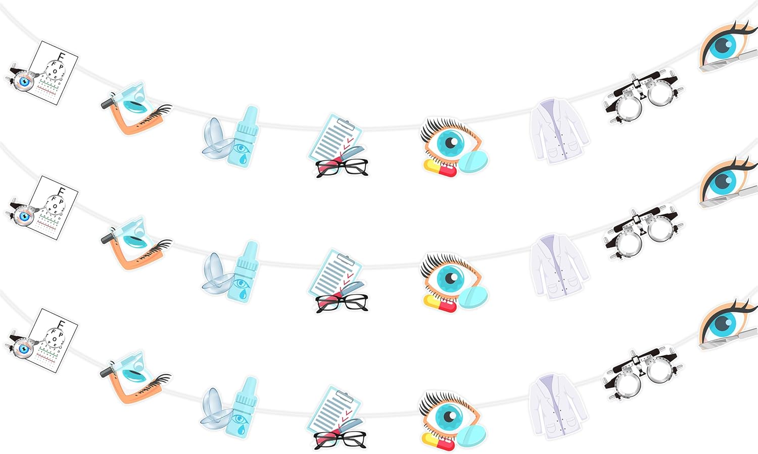 Eye Doctor Party Decorations, 3pcs Optometrist Themed Ophthalmology Optometry Banner Garland Ophthalmologist Theme Party Decoration DIY Craft for Eye Doctor Birthday Graduation Party Supplies