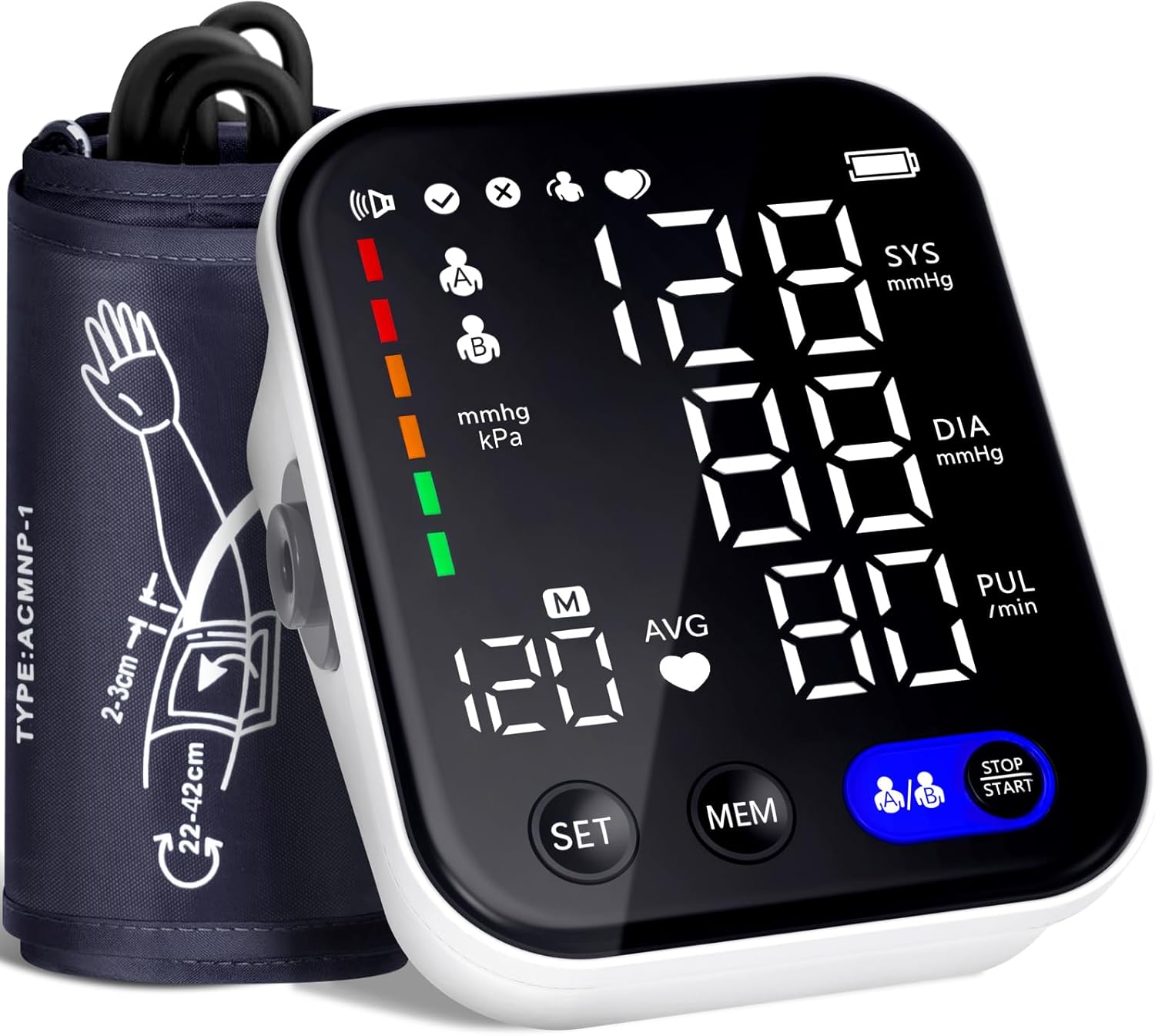Blood Pressure Monitor, Upper Arm Blood Pressure Monitors for Home Use, Adjustable 8.7"-17" Blood Pressure Cuff, 2-User 2X120 Memory, One Touch Operation, Accurate BP Machine, FSA/HSA Eligible